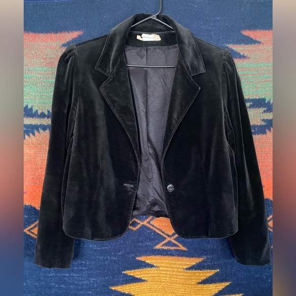VTG. Kaki Roberts Velvet Blazer Style Jacket! 100% Cotton. Size 11. Pockets! - Picture 4 of 12